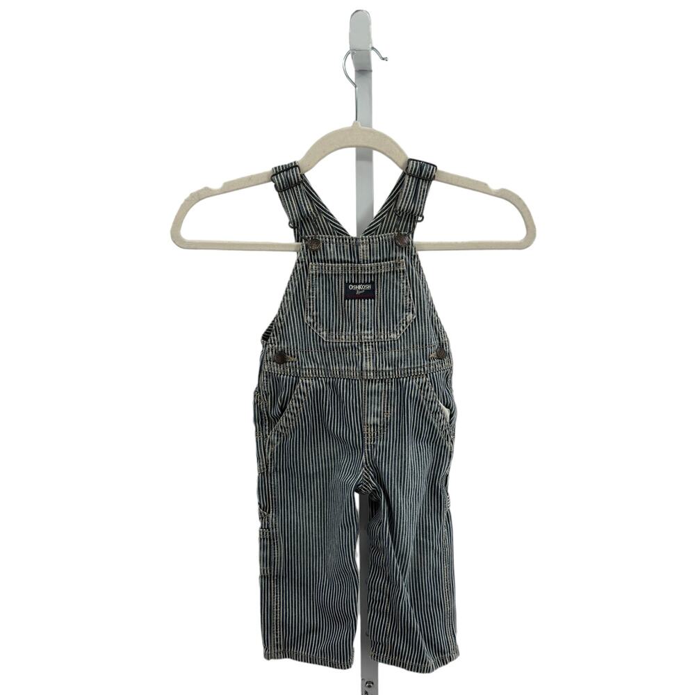 OshKosh B'Gosh Blue Pinstripe Railroad Baby Overalls